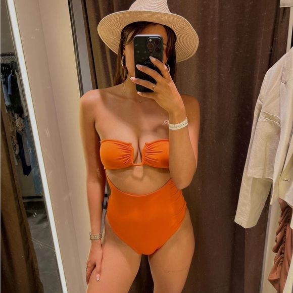 Zara Other - Zara Orange Cutout One-Piece Swimsuit